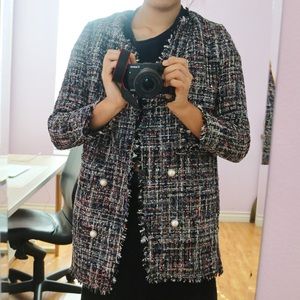 Multicolored Tweed Coat